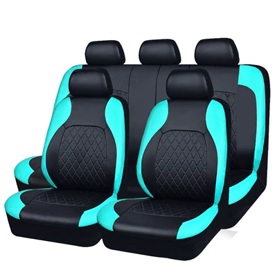 Best-Selling Universal Car Seat – Seat cushion, seat cover - black-mixed-with-mint-green-five-seater-9-piece-set