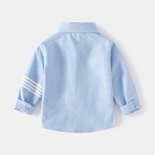 Trendy Fresh Long-Sleeve Shirt with Collar, Comfortable Cotton Children's Shirt, Spring Outing Outdoor Casual Shirt