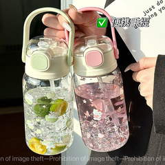 新しい女の子の見栄えの良いプラスチック製ウォーターカップ、高温耐性スポーツウォーターボトル、学生や子供向けの大容量バウンシングストローカップ