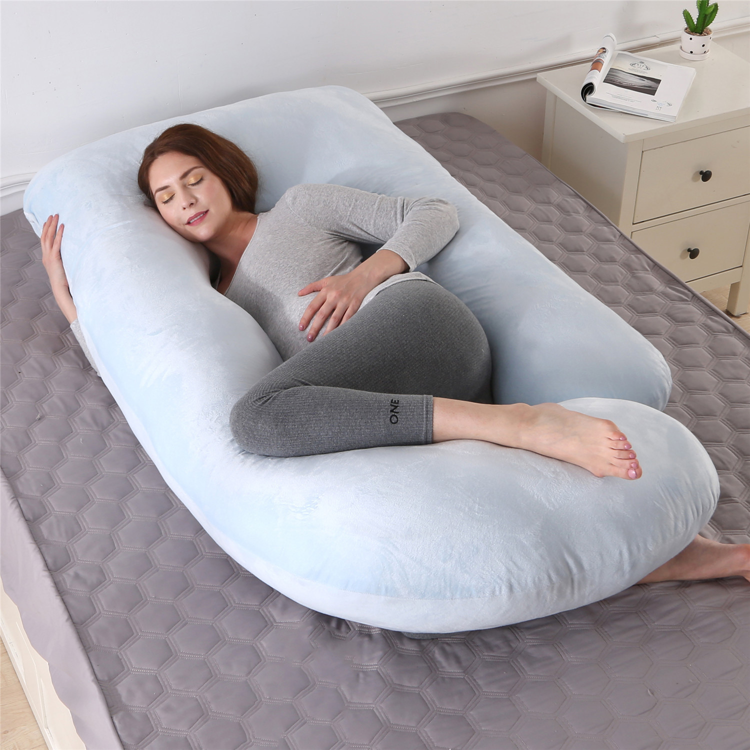Almohada de maternidad lado dormitorio de algodón extraíble y lavable almohada de soporte de cintura en forma de G grande transfronteriza FÁBRICA DE Amazon almohada de maternidad al por mayor