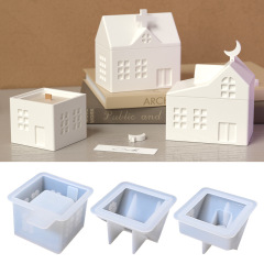 新しい diy ヨーロッパのクリスマスハウス接着剤型多目的アロマキャンドルカップ収納装飾品シリコーン型