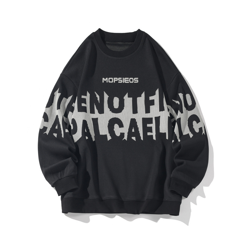 Heavyweight Crew Neck Long Sleeve T-Shirt For Men, Spring And Autumn Trendy Loose Fit Youth High School Student_voghion.com
