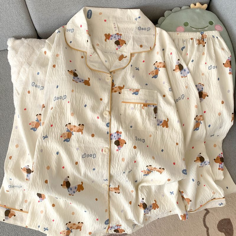 (가슴패드 없음) [윤두면] 점박이 강아지 긴팔+바지