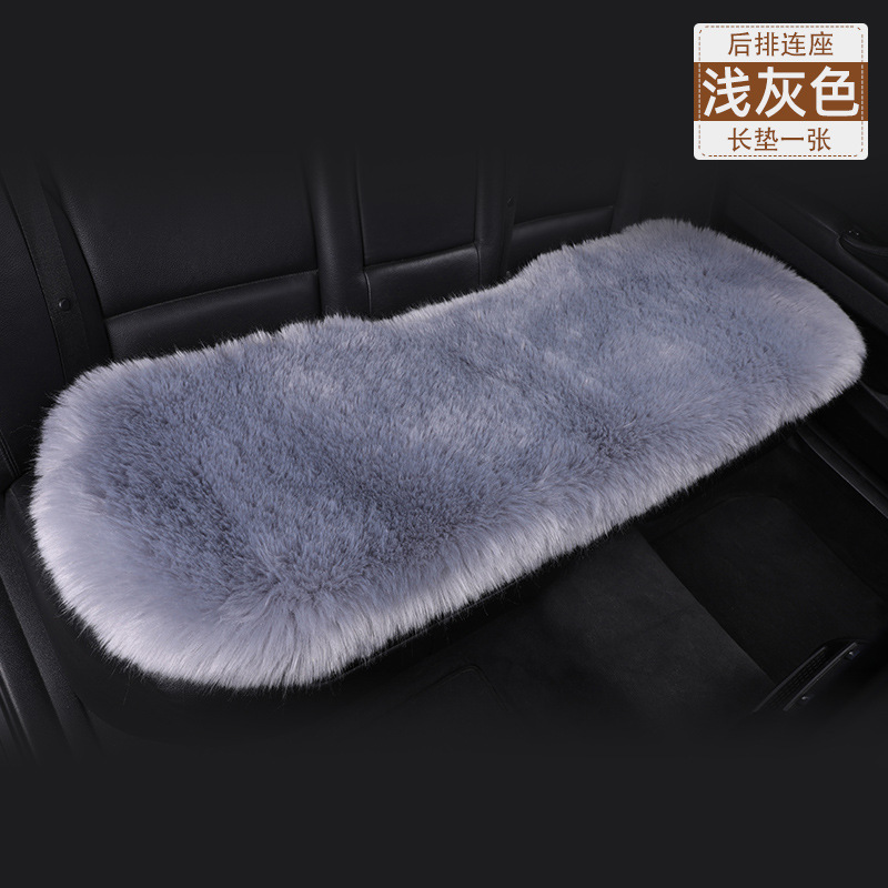 Universal – Winter Car Wool Seat cushion, seat cover - light-gray-rear-row-long-cushion