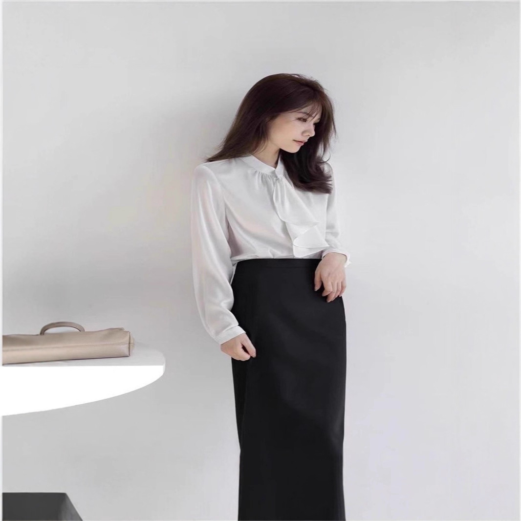 French-Style Elegant Ruffled Blouse for Women, New Spring and Autumn Design, Niche Gentle Shirt, Stylish Commuter Long-Sleeve Top