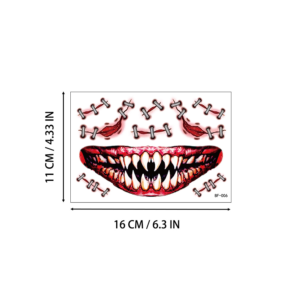 Tatuajes Temporales de Cicatrices de Halloween de Papel de Transferencia de Agua, Luminoso, Impermeable