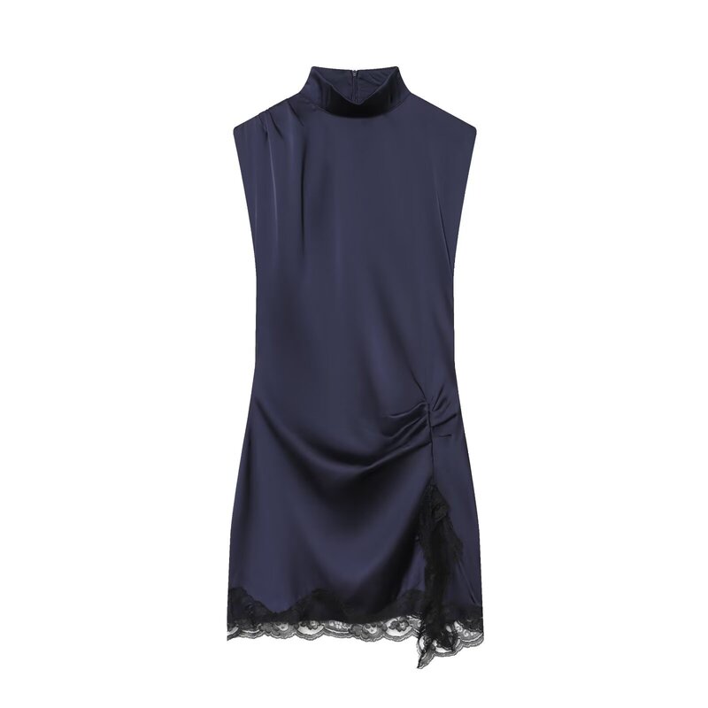 Br&Za 2026 Cross-Border Hot-Selling European and American Ins-Style Lace Splicing Silk Satin Texture Mini Dress 502905 Br&Za 2026 Cross-Border Hot-Selling European and American Ins-Style Lace Splicing Silk Satin Texture Mini Dress 502905