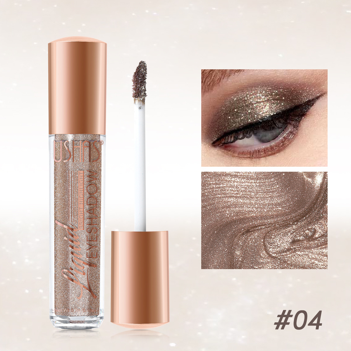 USHAS Sombra de ojos perlada líquida de punto transfronterizo europeo y americano