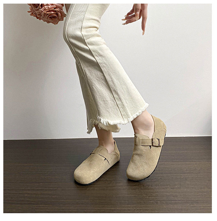 Giày lười da bò bít mũi quai hậu có khóa, đế cao 3 cm — Màu caramel, Màu mơ, Màu nâu đậm chi tiết 22