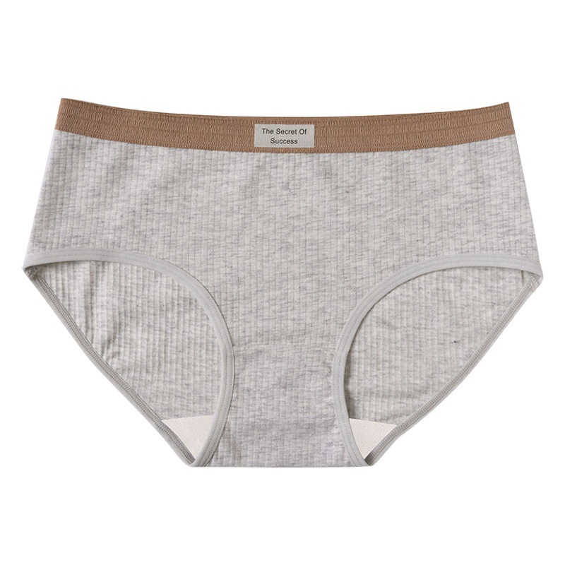 Estilo retro puro algodón antibacteriano 100% algodón entrepierna media cintura color sólido Maillard deportes sin costuras Otoño e Invierno ropa interior de mujer