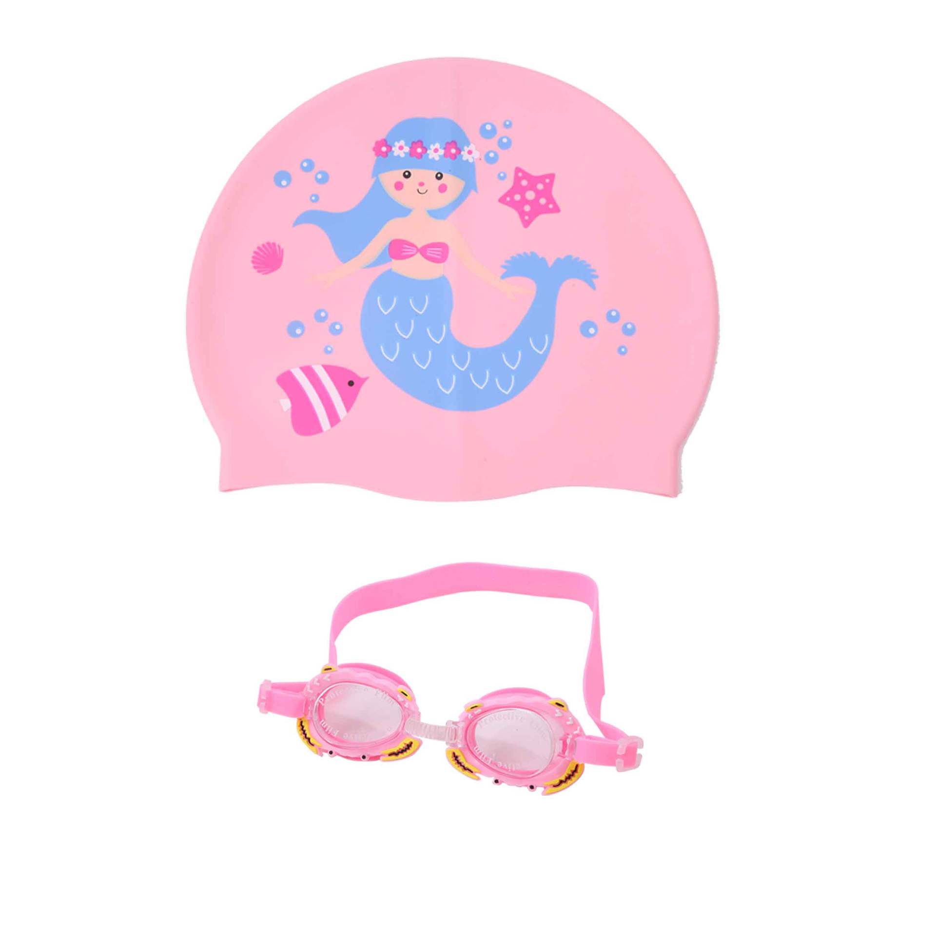 Gorro de baño de dibujos animados de silicona para niños, cabello largo para niñas, protección para los oídos impermeable, sin estrangulamiento, lindo gorro de natación, equipo de natación
