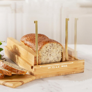 Bamboo bread cutter cake shop toast bread manual simple slicer adjustable slicing tool