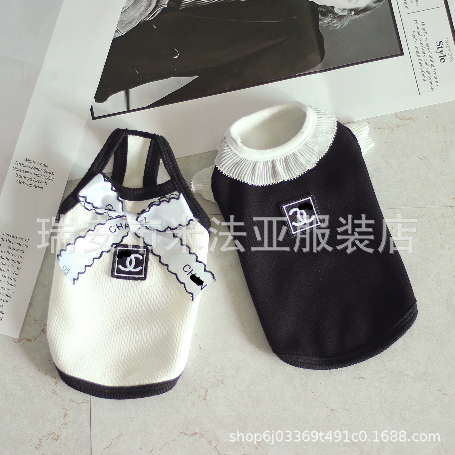 Фабрика Mifaya одежда для кошек и собак в стиле Chanel домашний жилет из чистого хлопка с летающими рукавами и бантом