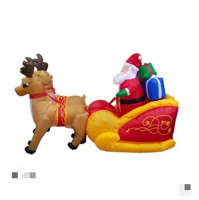 跨境热销 圣诞节充气气模庭院装饰麋鹿拉雪橇 充气圣诞老人气模