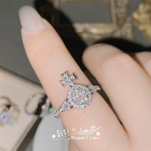 SIsi Japanese high-end small fragrance series ring plated 18k sweet and cool girl micro-set zirconium diamond niche full diamond ring