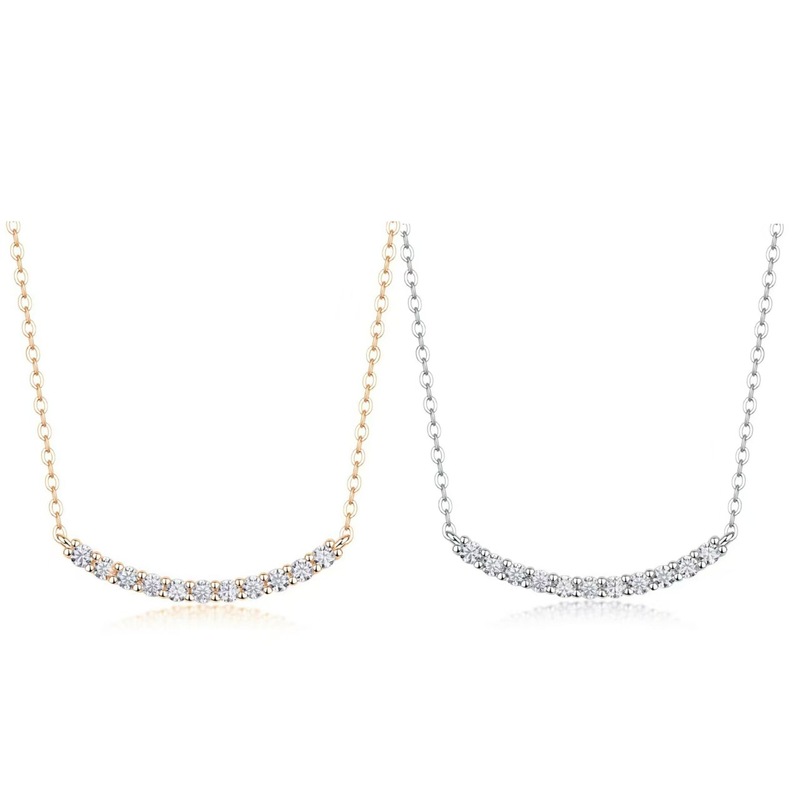 Smile Necklace Women's Moissanite Necklace Cross-Border Amazon Live Broadcast Hot Selling Zircon Necklace Spot Factory Wholesale