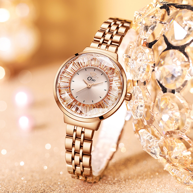 ORCO奥蔻时尚手表女施华洛元素同款水钻防水蝴蝶日本机芯钢带手表