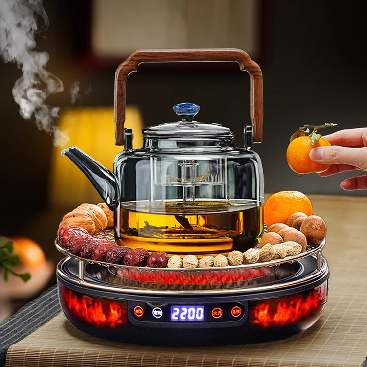 High-Power Bionic Flame Electric Ceramic Stove for Tea Brewing, Household Indoor High-End Electric Ceramic Stove for Tea Brewing Stove Set