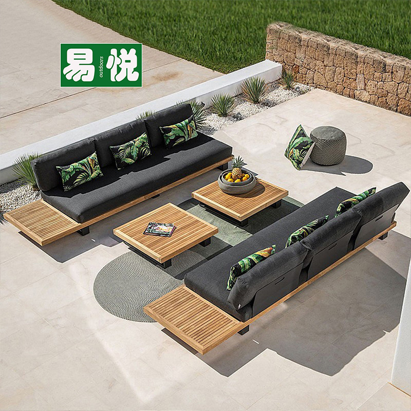 Villa terraza al aire libre impermeable silla de muebles de protección solar patio al aire libre sofá de hotel diseñador de alta gama sofá de teca