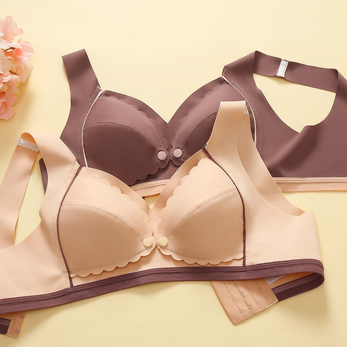 Nursing bra, one-piece, wire-free, thin, front-opening, adjustable, push-up, breathable sleep bra for women