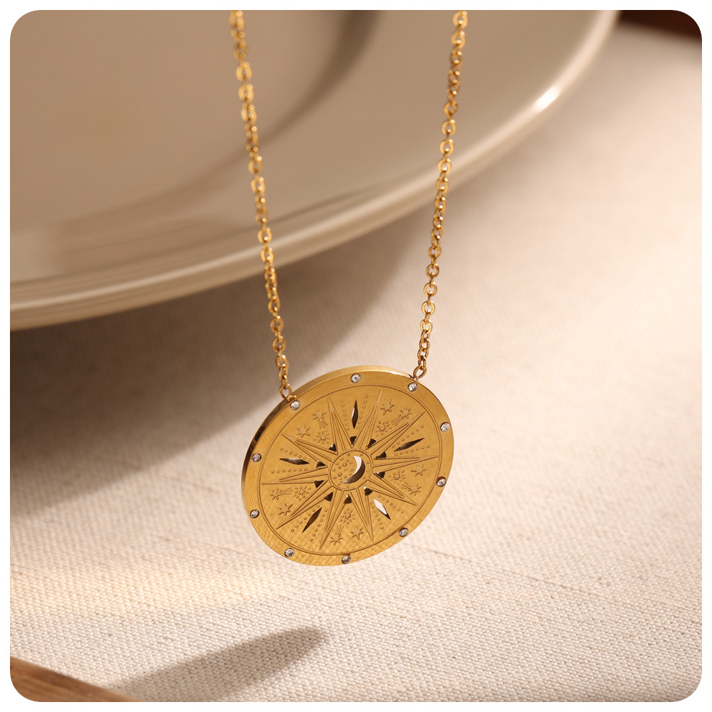 Holiday, Daily Occasion PVD Coated Real Gold Plated Constellation 304 Stainless Steel Simple Style Waterproof Non Tarnish 304 Stainless Steel Pendant Necklace
