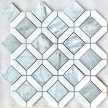 现代简约六角砖石材马赛克3d瓷砖 卡拉拉白色大理石电视背景墙