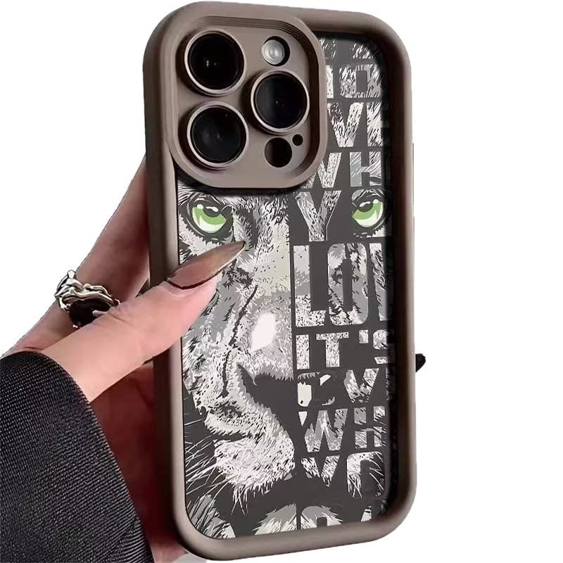 León inglés para iPhone 16pro funda para teléfono móvil Apple 15 anti-caída 14 Europa y América 13promax nuevo 12x