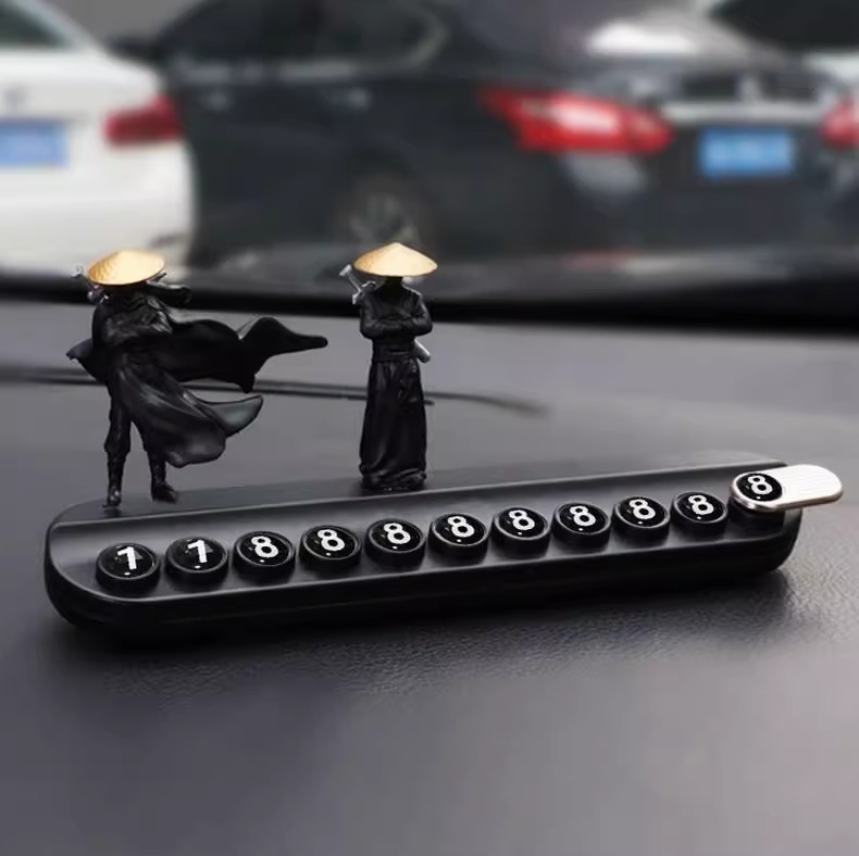 Chinese-Style Temporary Parking Sign Creative Martial Arts Master Car Phone Number Plate Interior Decoration