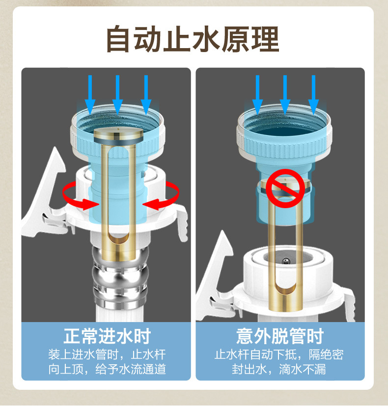 All-copper washing machine faucet automatic water stop valve special snap-on faucet 46 points universal undefined
