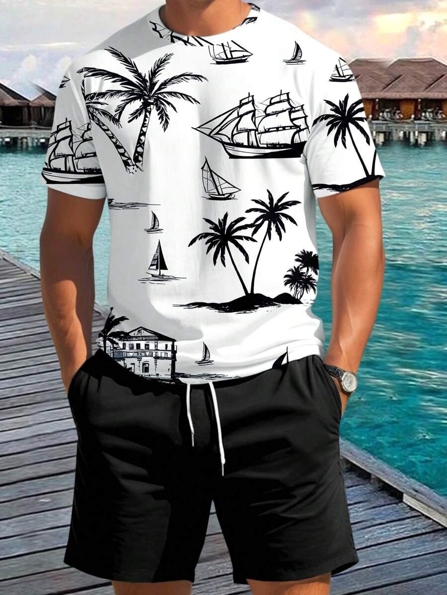 Diseño de personalidad patrón de letras de dibujos animados verano nuevo estilo calle ropa casual suelta traje de hip-hop americano ME13