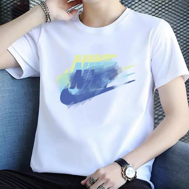 メンズピュアコットン半袖Tシャツメンズファッション夏ネットレッドトレンドインシンプルプリントトップルーズカジュアルTシャツ|undefined