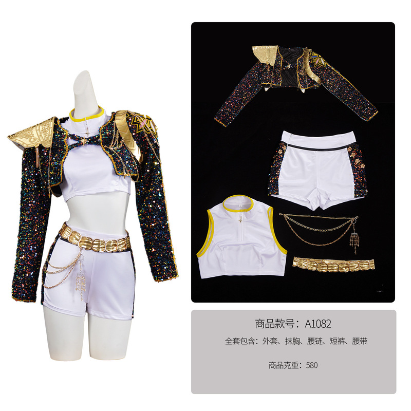 K-POP猎魔女团女团cos服鲁米黑色打歌服舞台演出服cos服跨境工厂|undefined