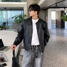 ASCLO美式复古高级感机车皮衣外套男春秋季潮牌痞帅短款立领夹克