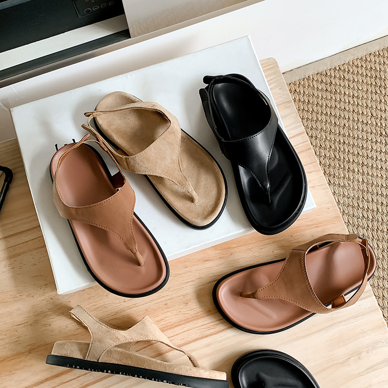 Grape Mom mismo estilo chanclas minimalistas chanclas retro sandalias de estilo romano de nicho para mujer