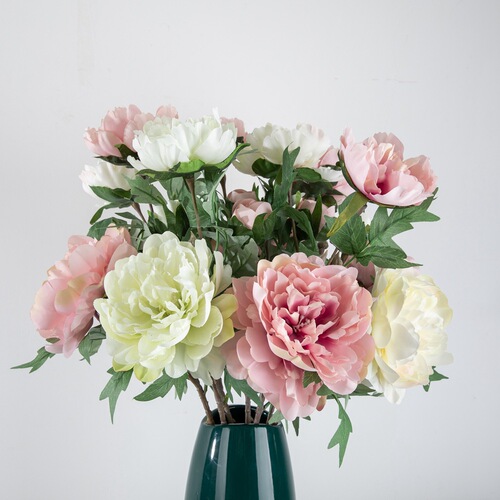 Chinese style single branch peony artificial flower manufacturer home decoration wedding bouquet flower road lead flower wall DY1-1911A