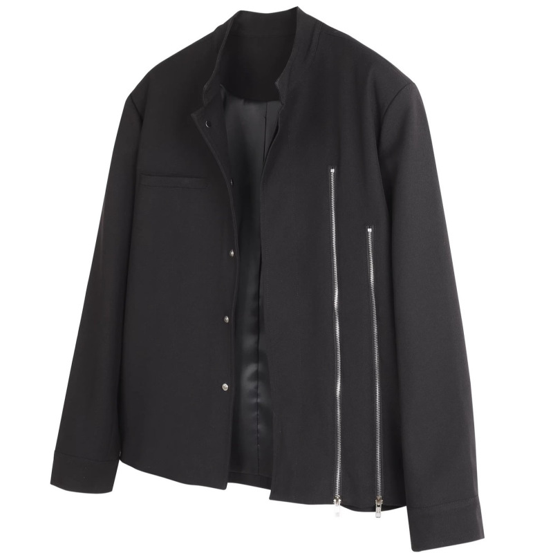 Spring New Style Stand-Up Collar Long-Sleeved Jacket Original Designer Trendy Brand Dark Yamamoto Style Irregular Zipper Jacket for Men