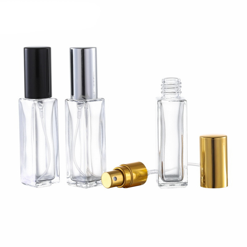 B063 - 5ml 10ml 20ml 30ml muestra portátil de vidrio de fragancia envasado botella de pulverización de presión vacía