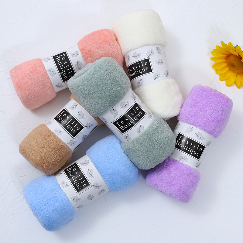 Wholesale Warp Knitted Coral Velvet Towel, Thickened, Soft, Water-Absorbent and Lint-Free, Adult Face Wash Gift Towel, Logo Delivery