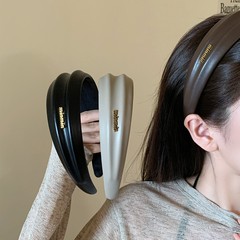 韩系气质金标pu皮宽边发箍女高颅顶头箍发卡日常外戴压发头饰发饰