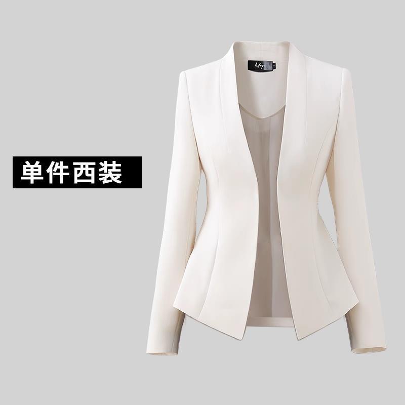 灰色无领西装外套女气质名媛高级感西服正装职业套装通勤ol工作服|undefined