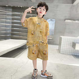 男童中国风夏季新品超仙唐装抖音爆款梦华录仕女图国风套装表演服