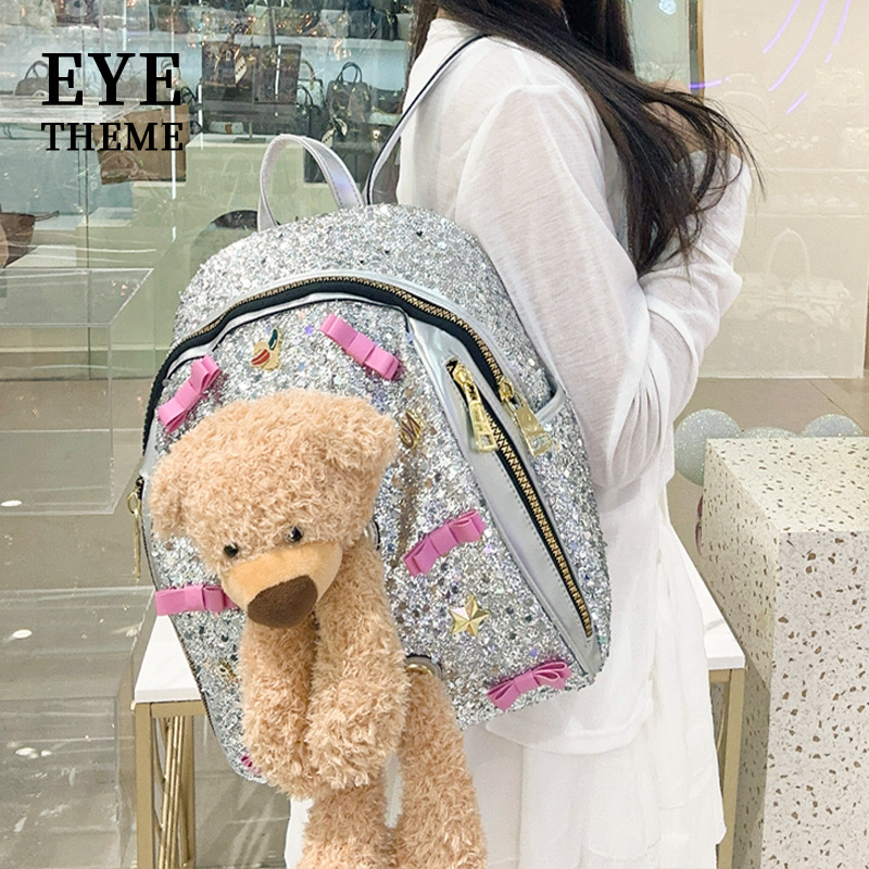 Personalidad de diseño de oso de gran capacidad de viaje bolsa de almacenamiento 2025 material especial de cuentas mochila 2811 #
