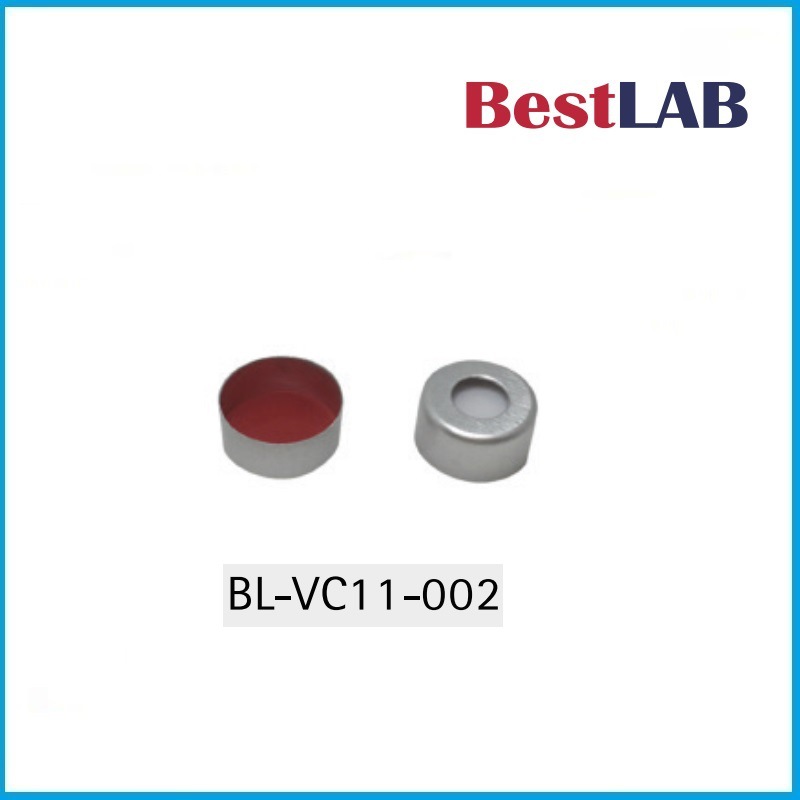 11mm银色样品瓶盖带垫片 红色PTFE/白色硅胶 BL-VC11-002 Bestlab