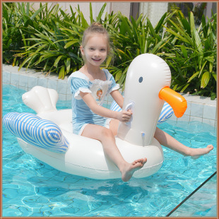 Summer Baby Playing in the Water Inflatable Water Seagull Floating Ride-On Recliner with Sun Protection and Inflatable Floating and Lying down