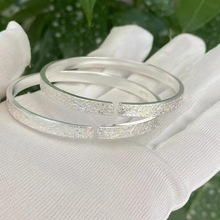 细钝纹纯手工制造纯银999银手镯高级精致百搭简约民族银饰