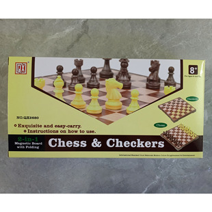 Children's 3 in 1 Magnetic Backgammon Chess Chess Chess Pupils Portable Folding Board suit Toy