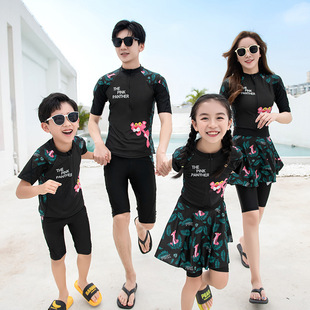 2022 New Parent-Child Diving Suit Korean Couples Swimming Suit Unisex Children Snorkeling Two-Piece Swimsuit
