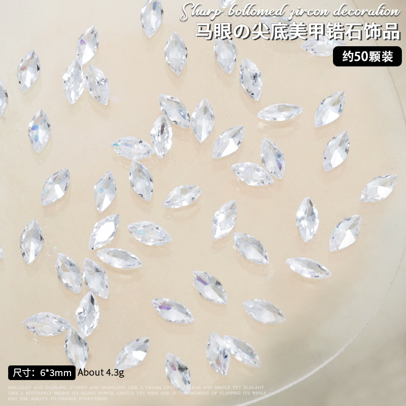 Popular de celebridad en línea mini pequeño tamaño puntiagudo circón diamante en forma especial Super Flash mini caballo ojo micro circonio uñas decoraciones