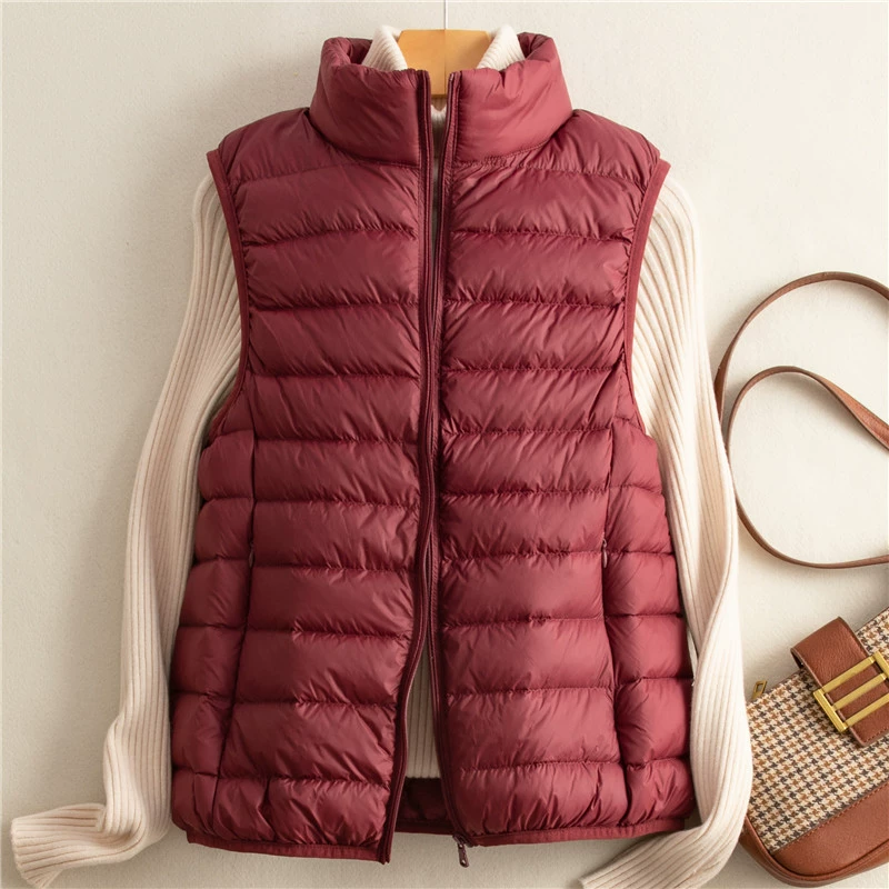Куртка-дупп jacket? Actually need accurate translation: Down jacket, demi-season light and thin short fitted solid velvet vest, 2023, duck down
