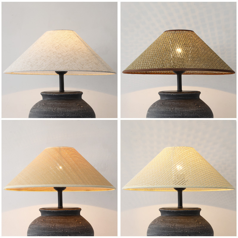 E27 table lamp lampshade cover, round Chinese-style retro wabi-sabi style bedside floor lamp linen fabric lampshade E27 table lamp lampshade cover, round Chinese-style retro wabi-sabi style bedside floor lamp linen fabric lampshade